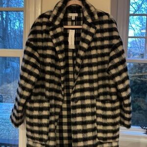 Top shop brushes checkered coat